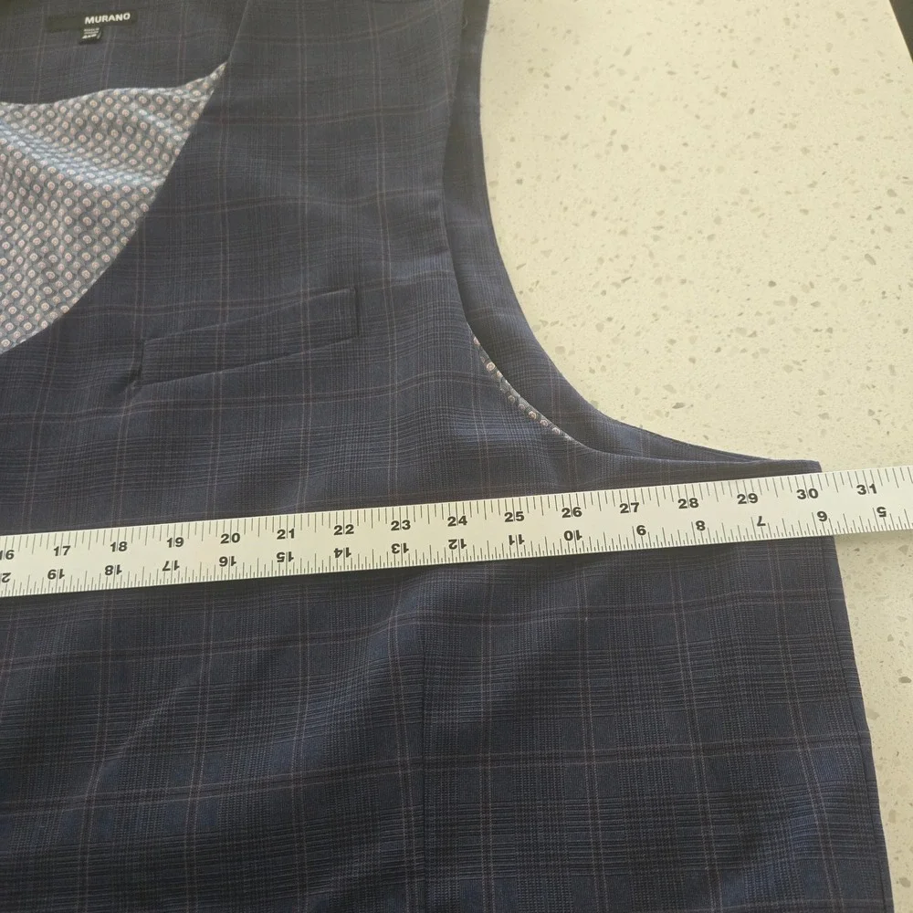 Murano Mens 3 Piece Suit 4XB Navy Blue Plaid Blazer Vest Pant Big Tall NWT 48x30